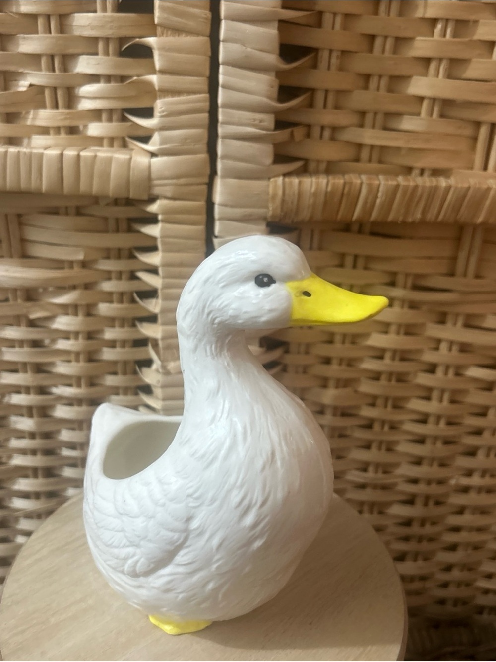 Vintage 89 Handmade Ceramic Duck Planter Cottagecore Decor